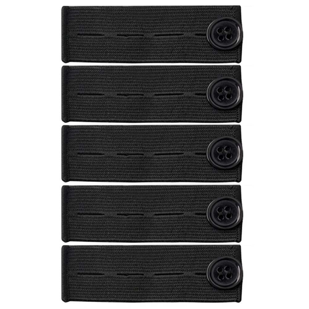 BlingKingdom 5pcs Adjustable Elastic Button Extender Waist 30 Regular, Black