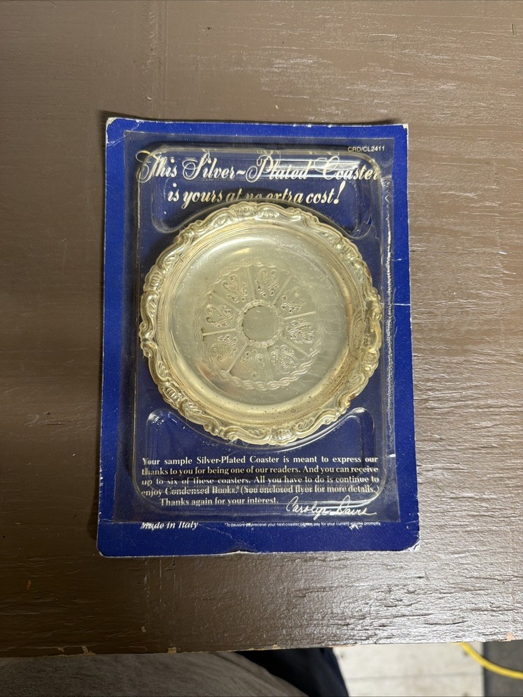 1988 Vintage Silver Plated Coaster OG Packaging 4" READERS DIGEST