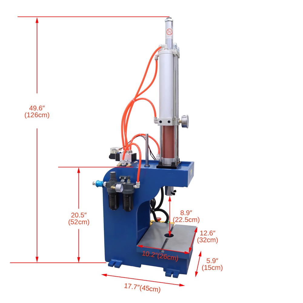 3T Pneumatic Punch Press Machine Adjustable Cylinder Stroke Pneumatic Press 110V