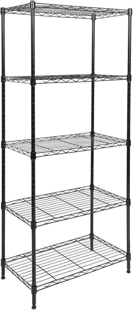 Rust Proof Wire Shelving Unit with Wheels, 5-Tier Adjustable Storage Solution