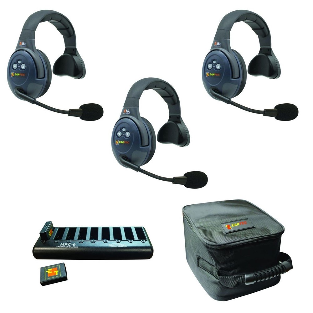 Eartec EVADE EVX3S Light Industrial Full Duplex Wireless Intercom System with 3x