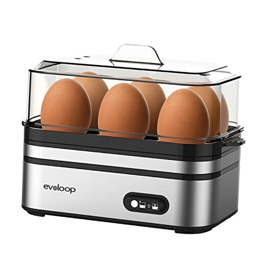 Rapid Egg Cooker Electric 6 Eggs Capacity, Soft, Medium, Hard Boiled, Silver