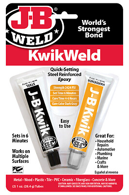 J-B Weld 8276 KwikWeld Fast Bonding Epoxy, 2 oz. Total - Quantity 6