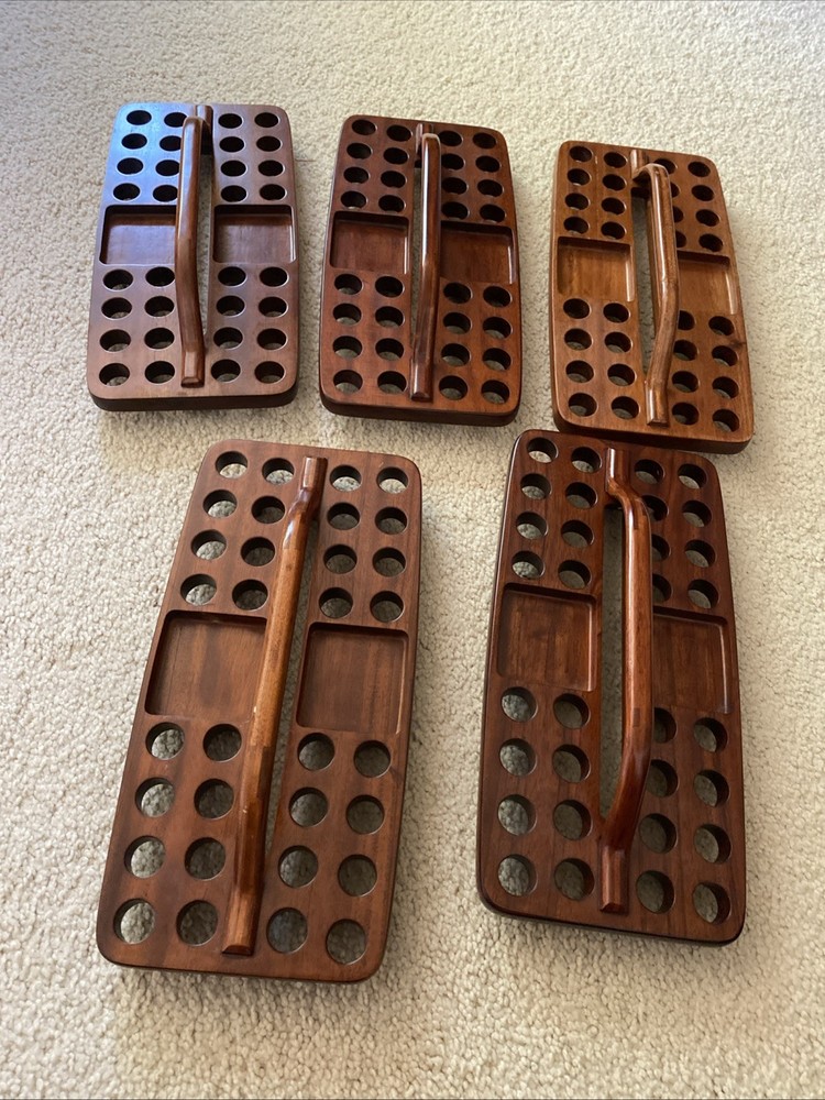 5 Piece Communion Tray Lot 32 Hole With Bread Plates Rectangular