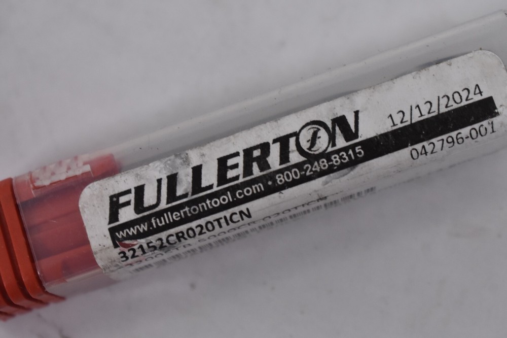 Fullerton Tools 32152CR020TICN Solid Carbide Square End Mill 230819 4 Flute