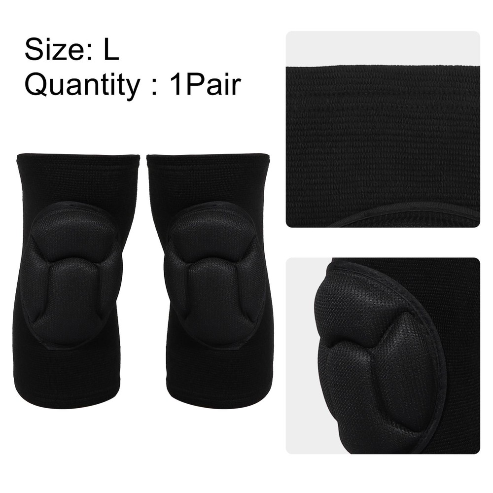 1 Pair Black Polyester Knee Brace Protection Size L