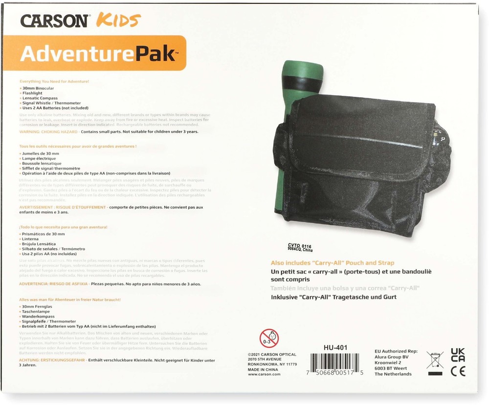 Carson AdventureP - Binocular, Compass, Flashlight, Whistle, : HU-401