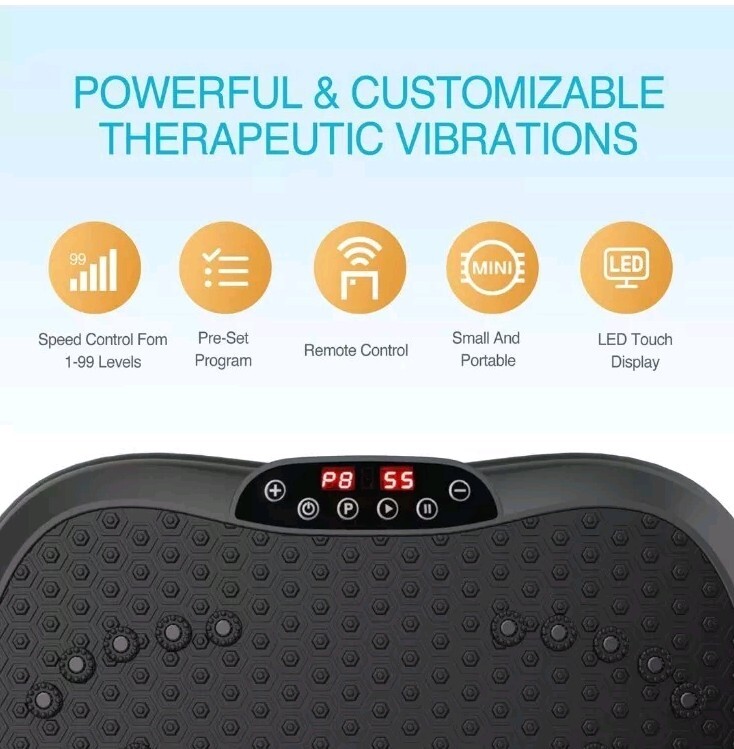 AXV MINI COMPACT TRAVEL Remote Vibration Plate Exercise PLATFORM Machine Black
