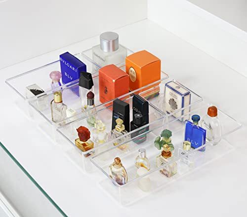 Clear Plastic Desk Drawer Organizers - 6 Pack Assorted/Large