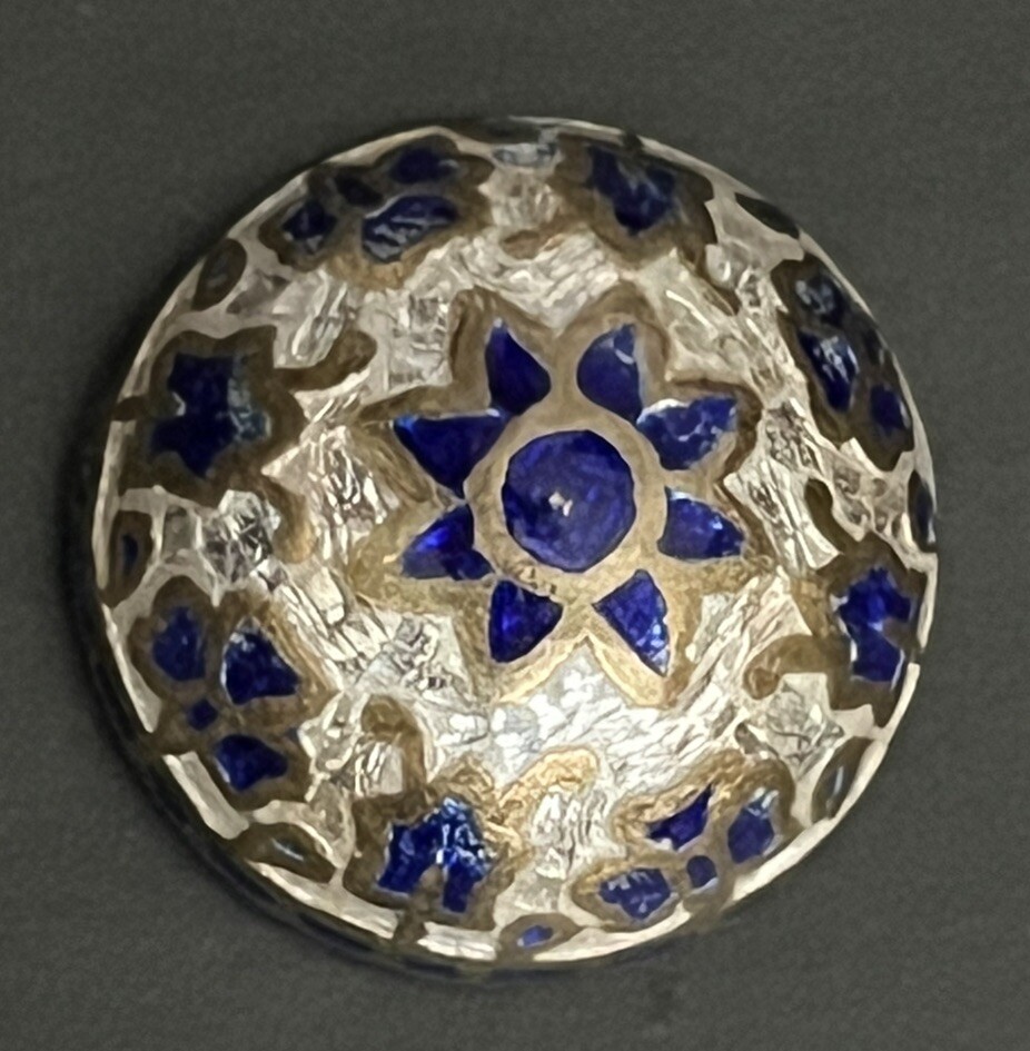 Antique Early 20th India Peasant Button Champleve' & Basse Taille Enamel c 1900