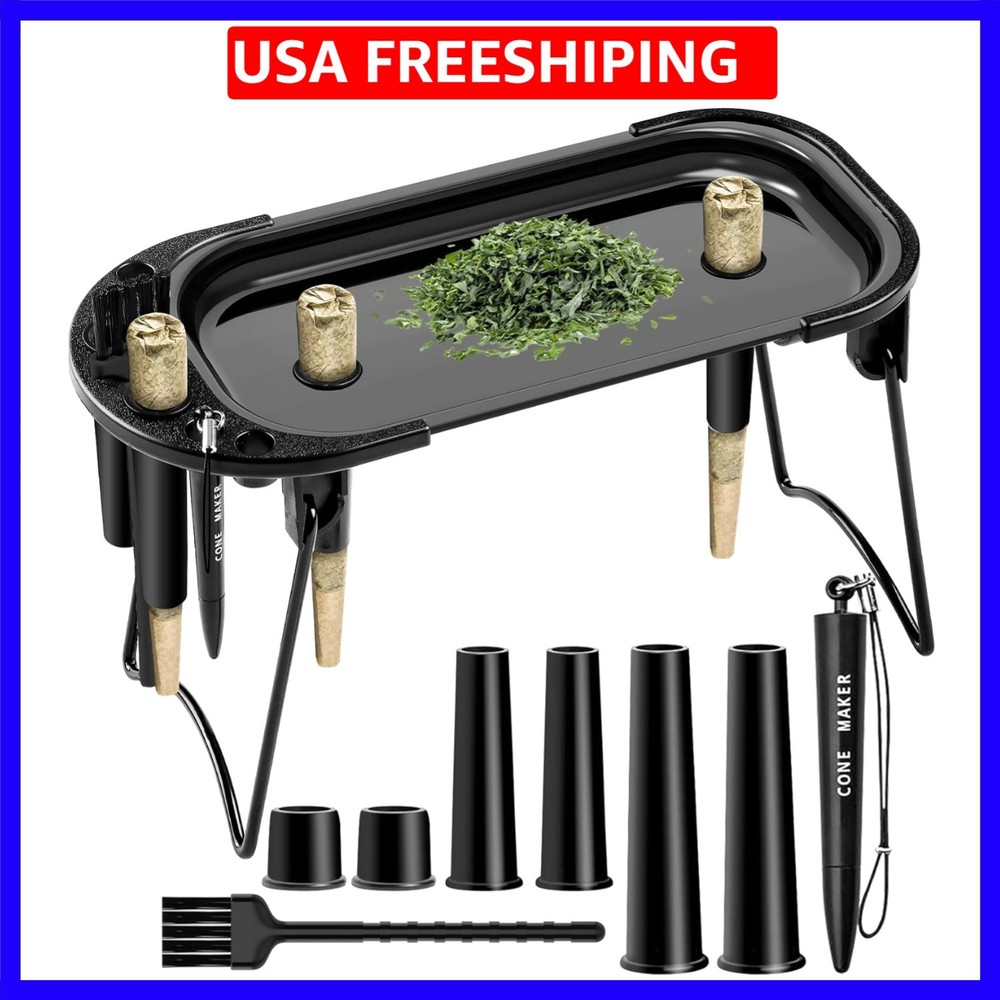 Metal Rolling Tray with Cone Loader, Cone Filler Roller, Rolling Machine & Tr...