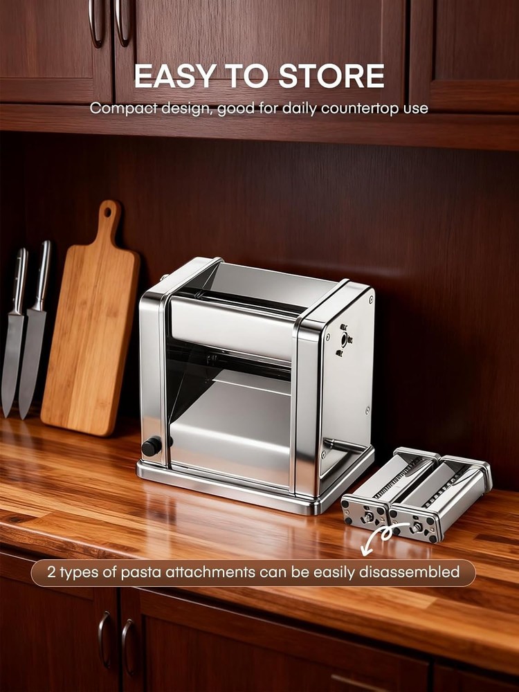 Electric Pasta Maker Machine Stainless Steel 7-Setting Adjustable Thickness