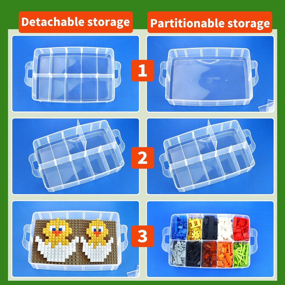 Storage Box for Lego, Stackable Storage Organizer with 30 Compartments for Le...