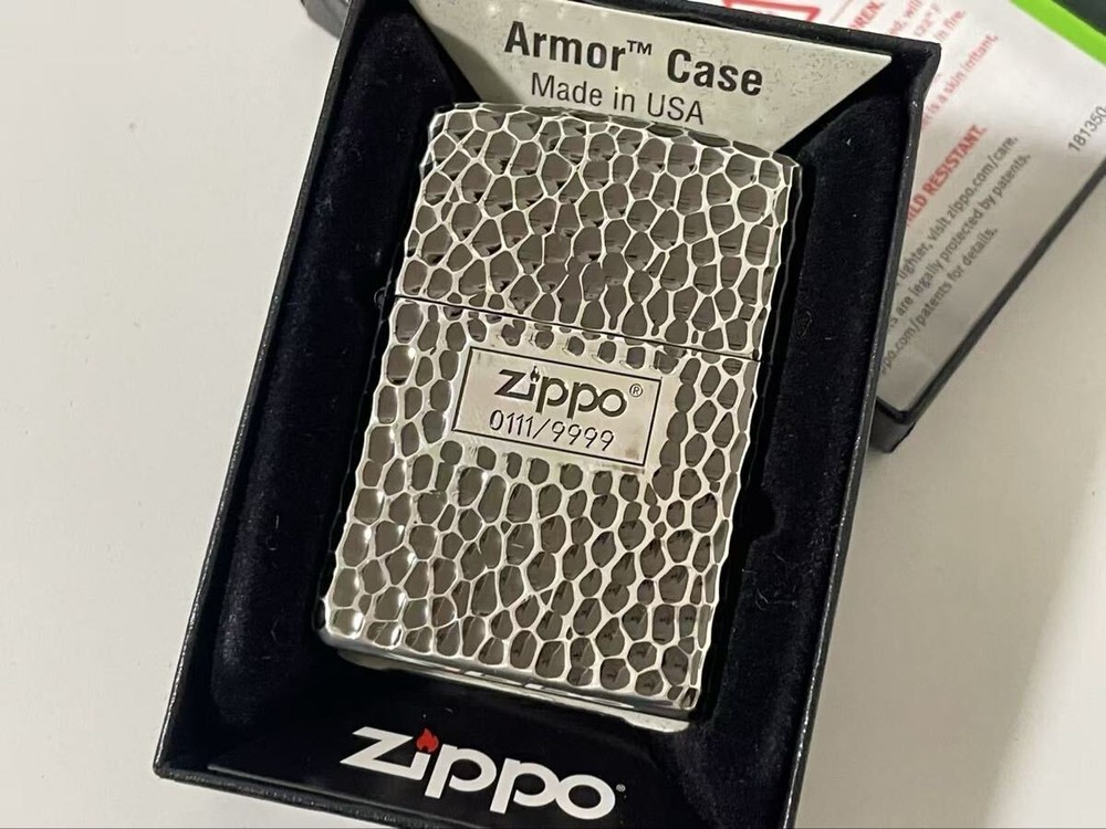 Zippo Meteorite Crater Silver 5 Sided Design Etching Lighter Regular Japan