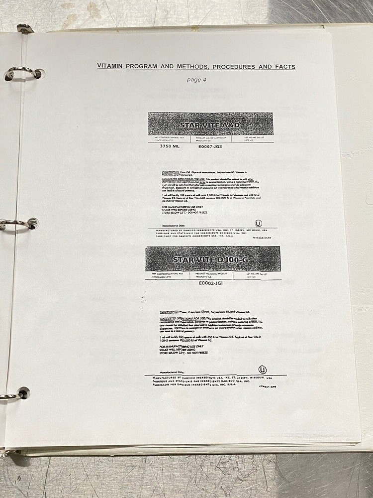 Tuskin Danisco Vitamin Program - Users Guide /Instruction Manual