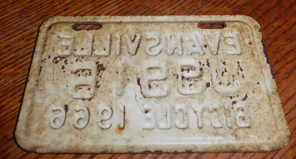 VINTAGE 1966 EVANSVILLE BICYCLE LICENSE