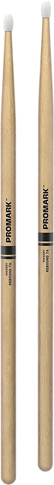 4 PACK ProMark Rebound 7A Hickory Drumsticks, Oval Nylon Tip