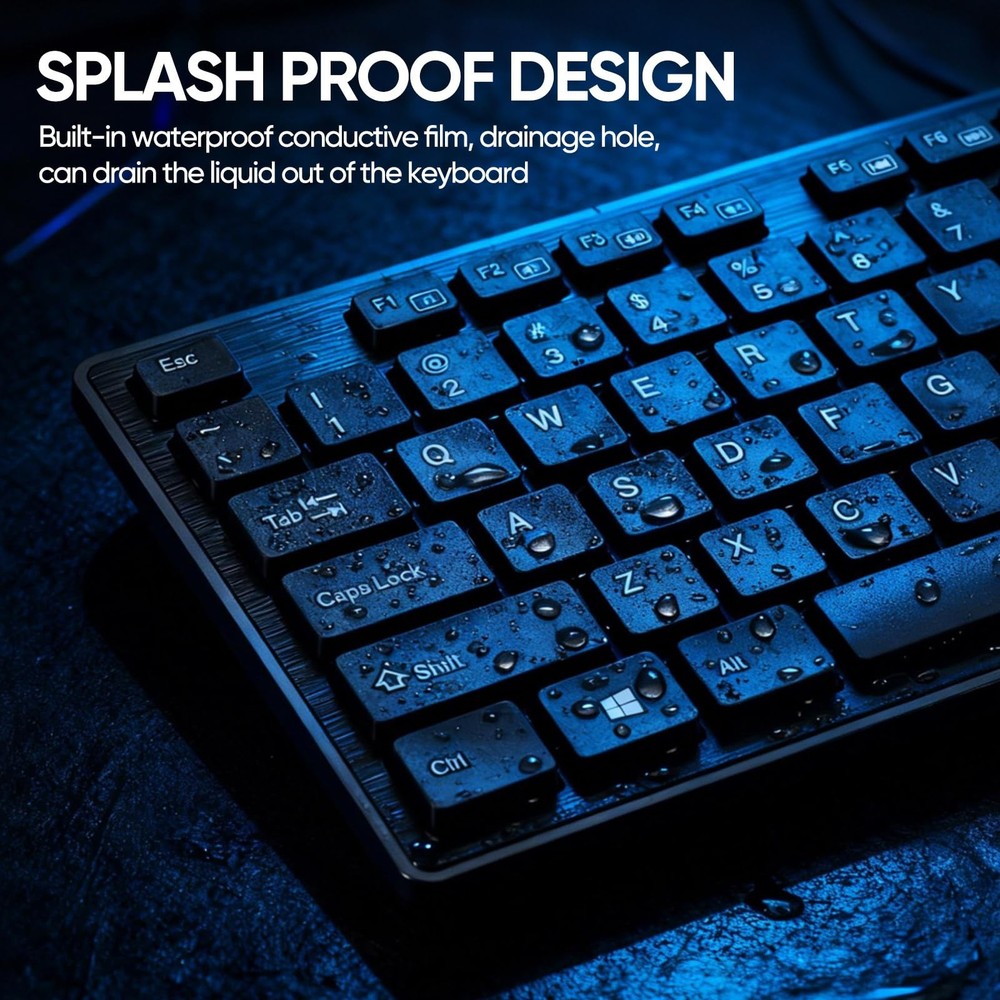 Wired Keyboard and Mouse Combo Full Size Ergonomic Keyboard Optical Mouse