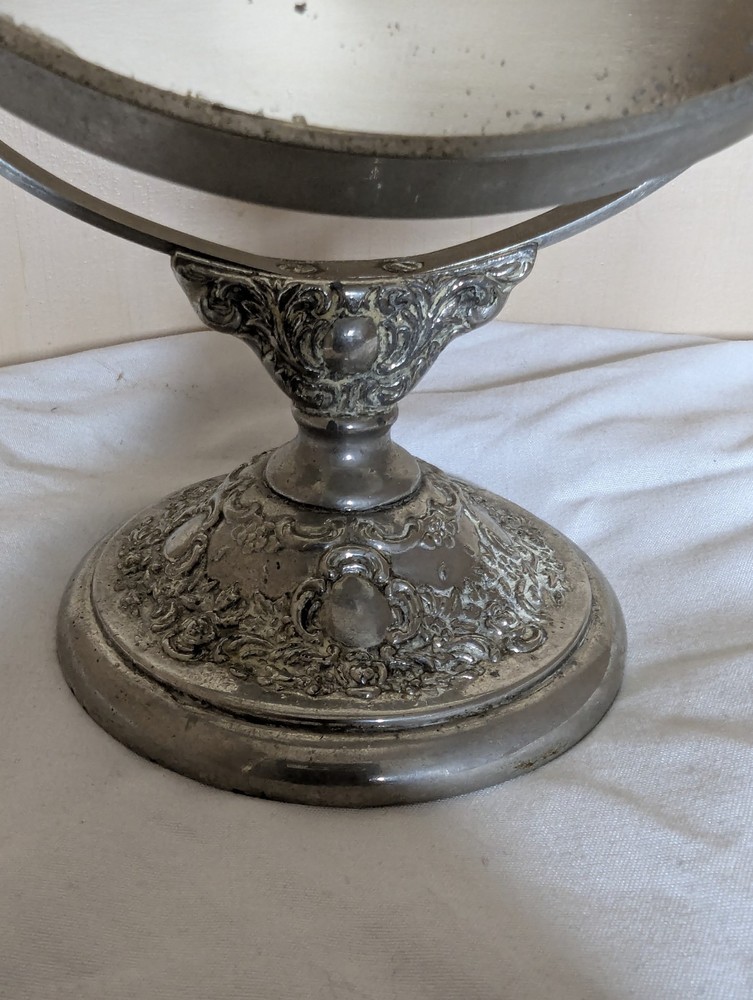 Vintage Victorian Silver Plated Standing Mirror