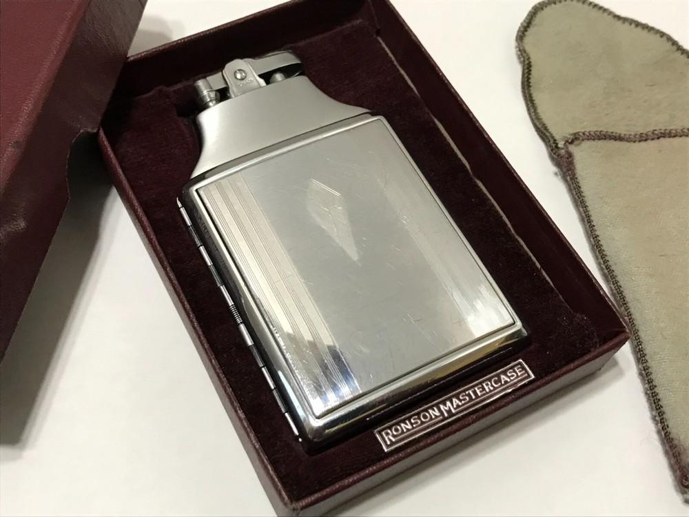 Vintage Ronson Mastercase Lighter Cigarette Case Combo - Inscribed