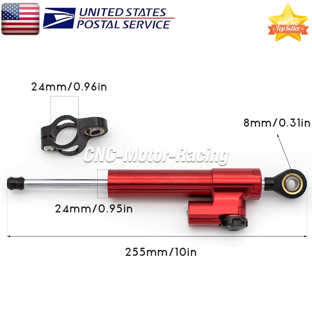 Adjustable CNC Steering Damper Stabilizer Linear Shock Aluminum Motorcycle Red