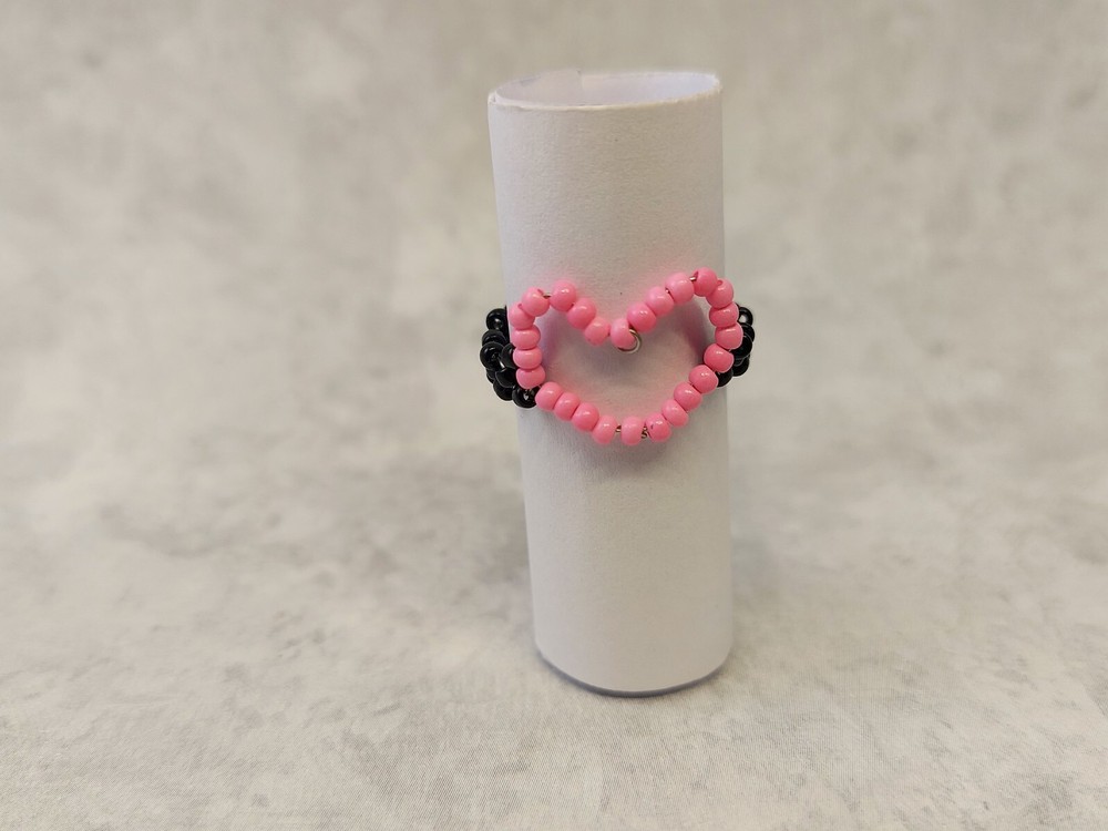 Handmade Heart Seed Bead Ring Set