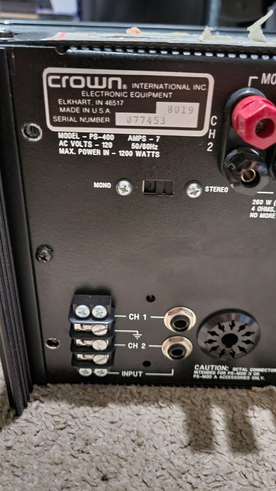 Crown PS400 2 Channel Power Amplifier