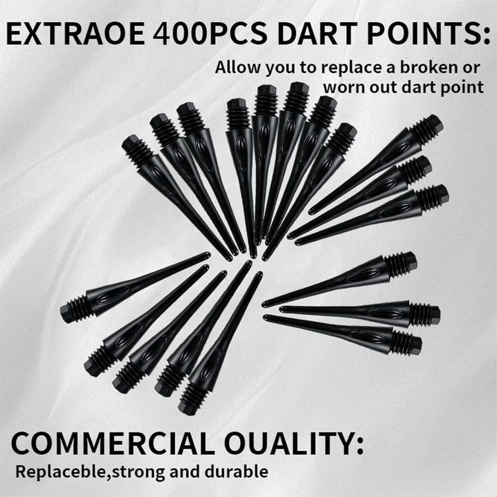 400 Pack 2BA Thread Soft Dart Tips - Premium Plastic Replacement Dart Points, Es