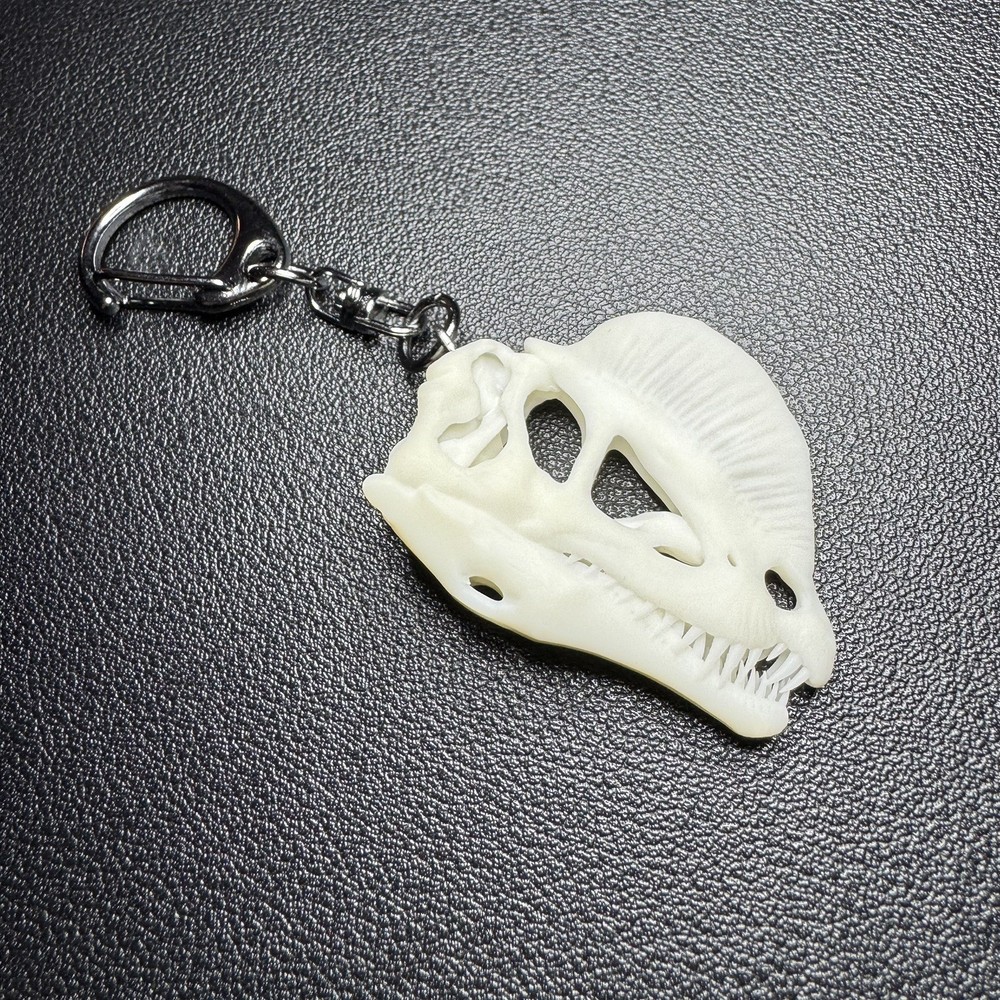 Dilophosaurus | Resin Keychain Skull Replica (White)