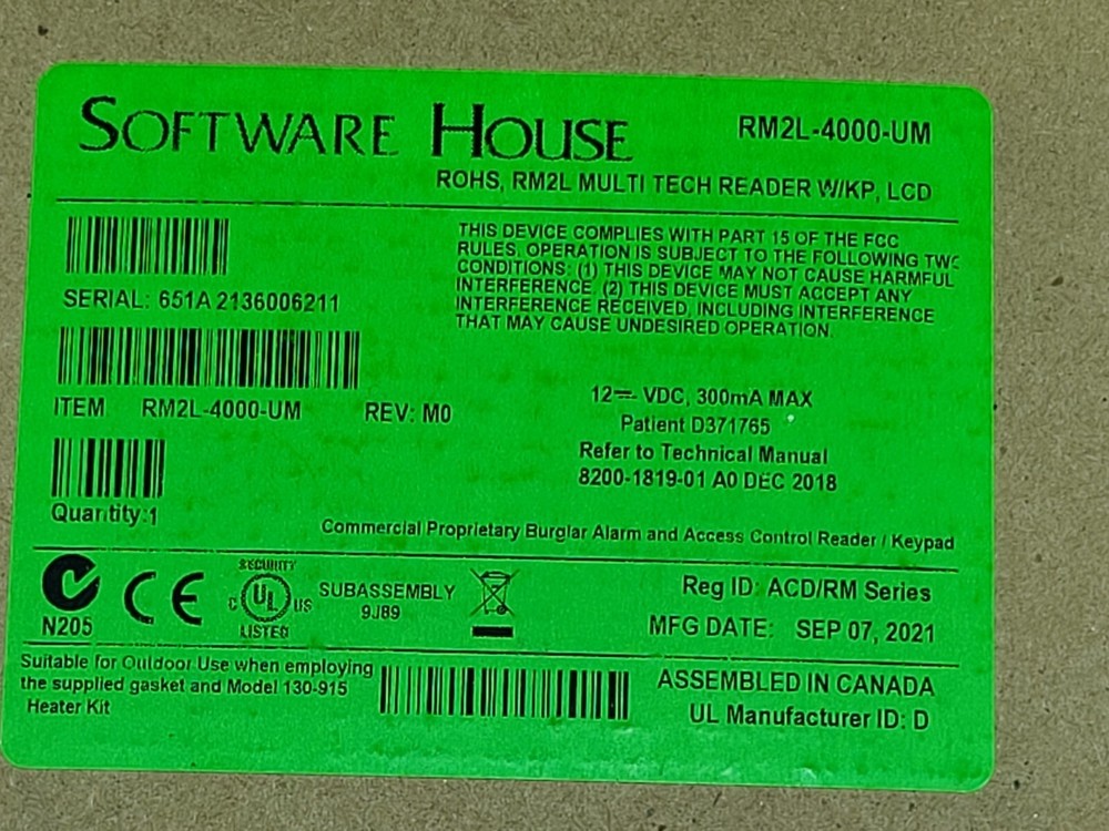 SOFTWARE HOUSE RM2L-4000 MULTI READER W/KEYPAD,LCD