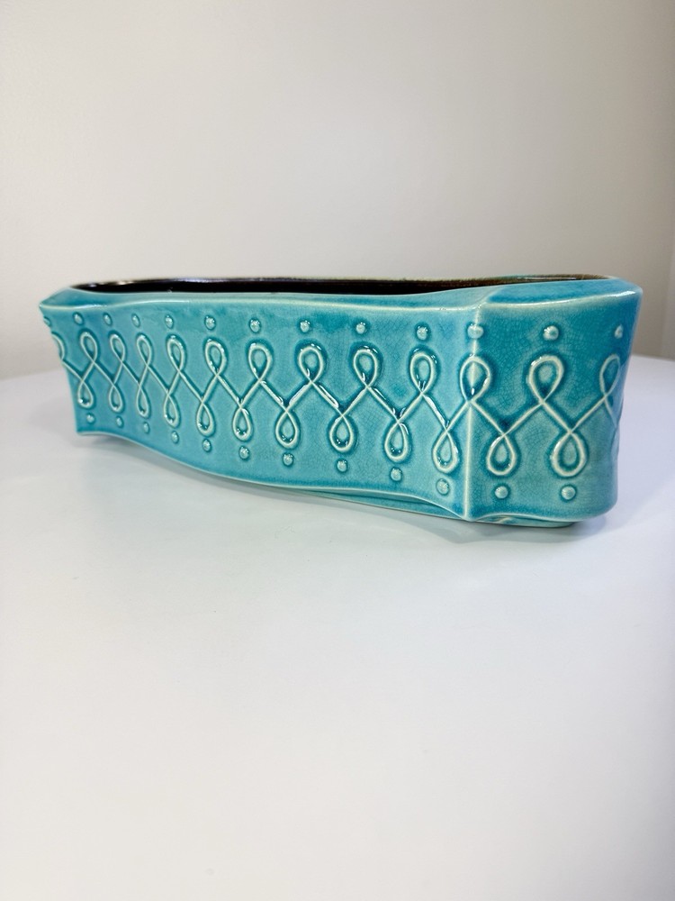 Red Wing USA Blue Ceramic Planter Mid Century