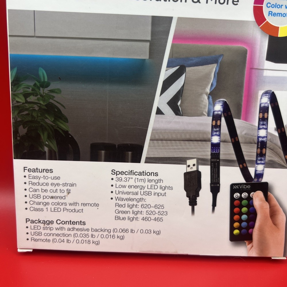 Vibe e-ssential LED Multicolor Light Strip FB-LED16 Remote Control USB Powered