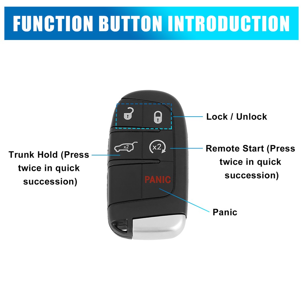 Key Shell Case fits for Jeep Compass 2017~2018 - 1 pcs