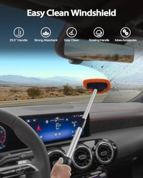 25.5” Windshield Cleaner Tool, Longer & Strong Absorbent Car Window Cleaner