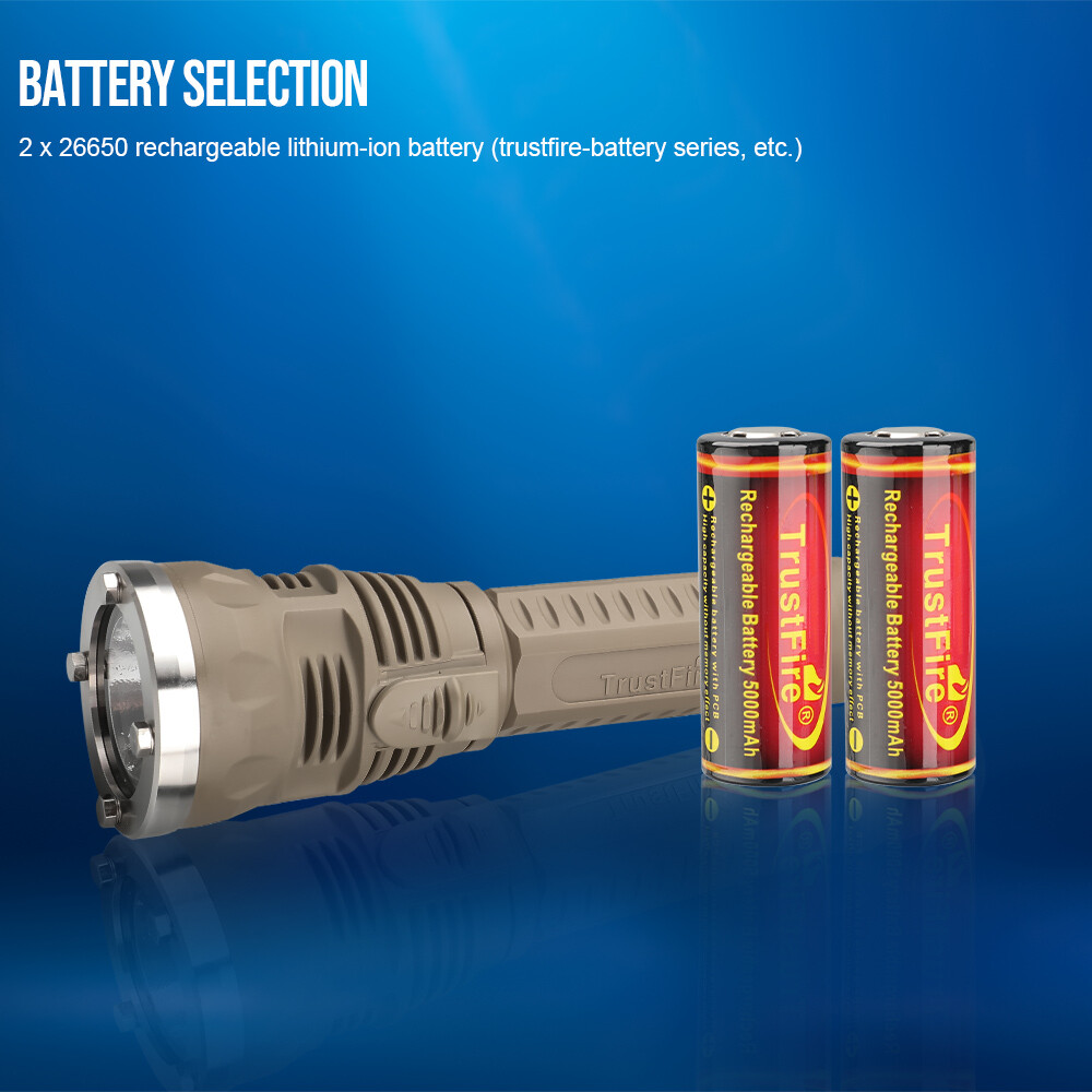 TrustFire Stepless Dimming 3200LM Rechargeable LED Diving Light Scuba Flashlight