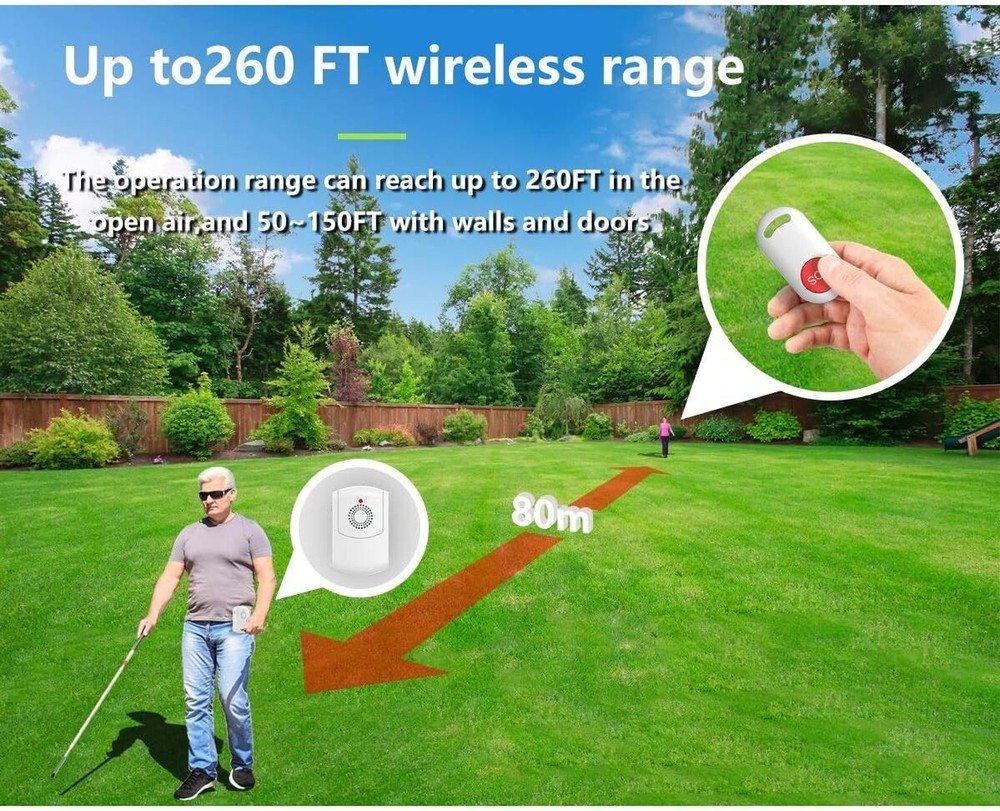 Caregiver Pager Wireless Call Button System Personal Alert Panic Button for Home
