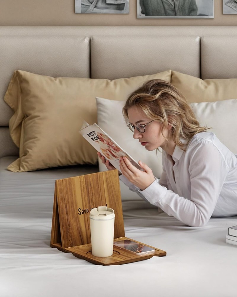 Triangle Book Holder Book Rest Acacia Foldable Book Nook Reading Valet Triangle
