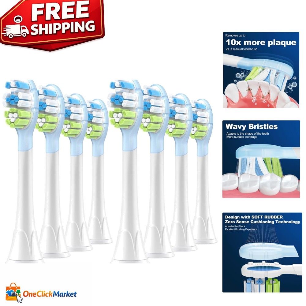 Advanced Sonicare Replacement Brush Heads - 8 Pack, Soft & Effective Cleaning