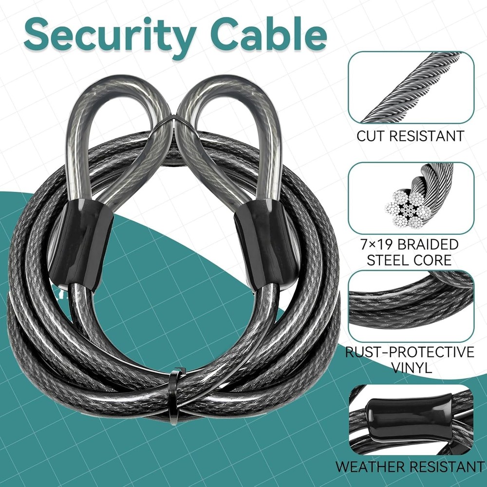 Heavy Duty Security Cable, Commercial Security Cable with Loops, Locking Cabl...