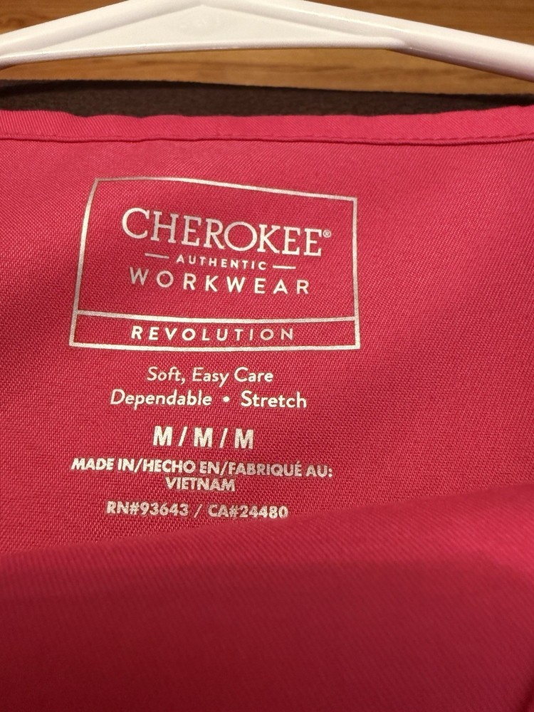 Cherokee Workwear Revolution Scrub Set Medium Top Small Bottom Pink