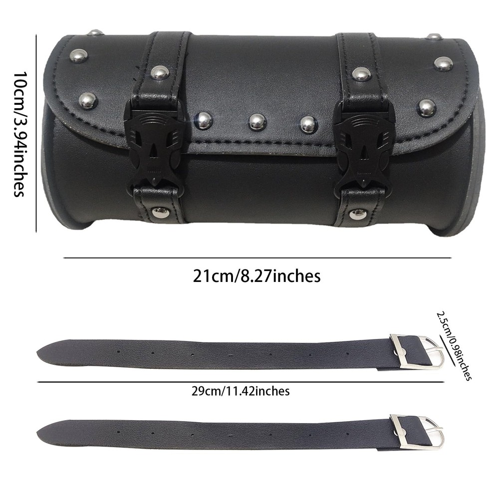 Motorcycle Fork Bag Mini PU Leather Handlebar Tool Cycling Storage Pouch