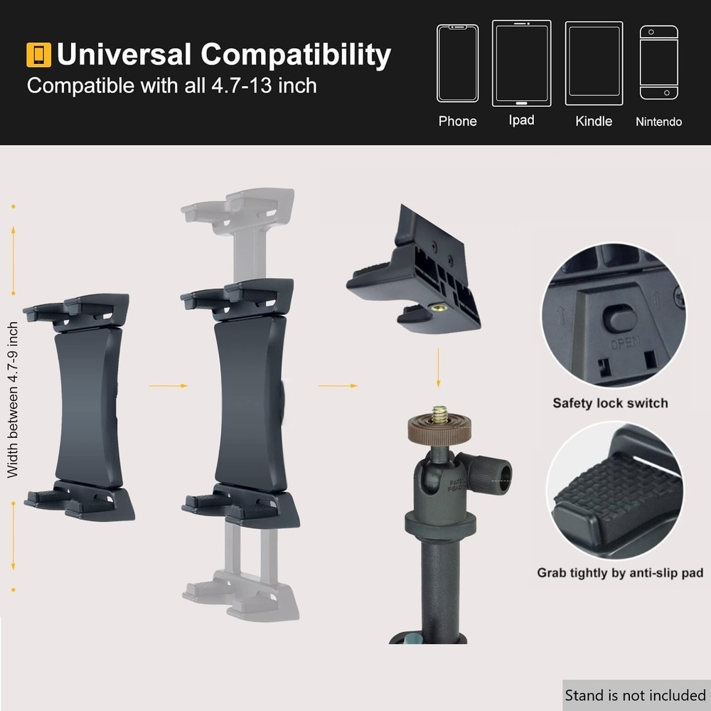 LINCO 2Pack Tripod Mount Holder 1/4" Thread Adapter For iPad iPhone 4.7-13in