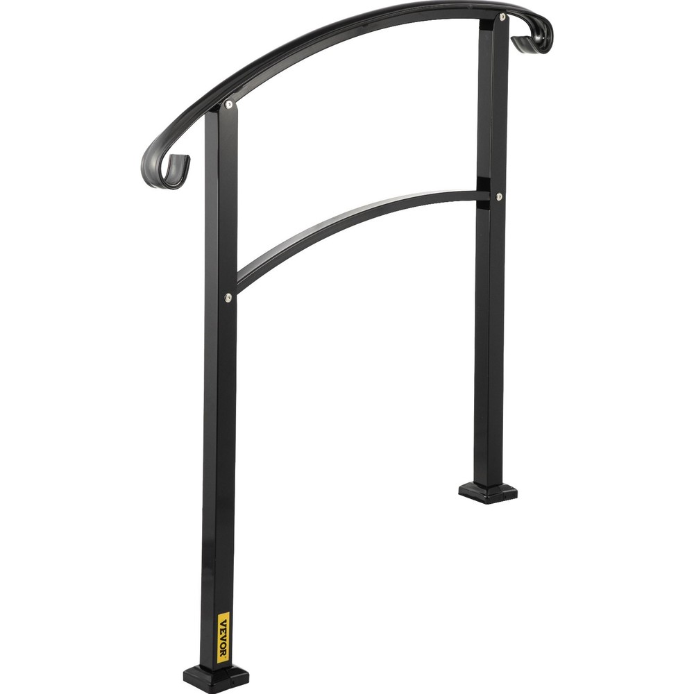3-Step Transitional Handrail Fits 1 or 3 Steps Matte Stair Rail Wrought Ir