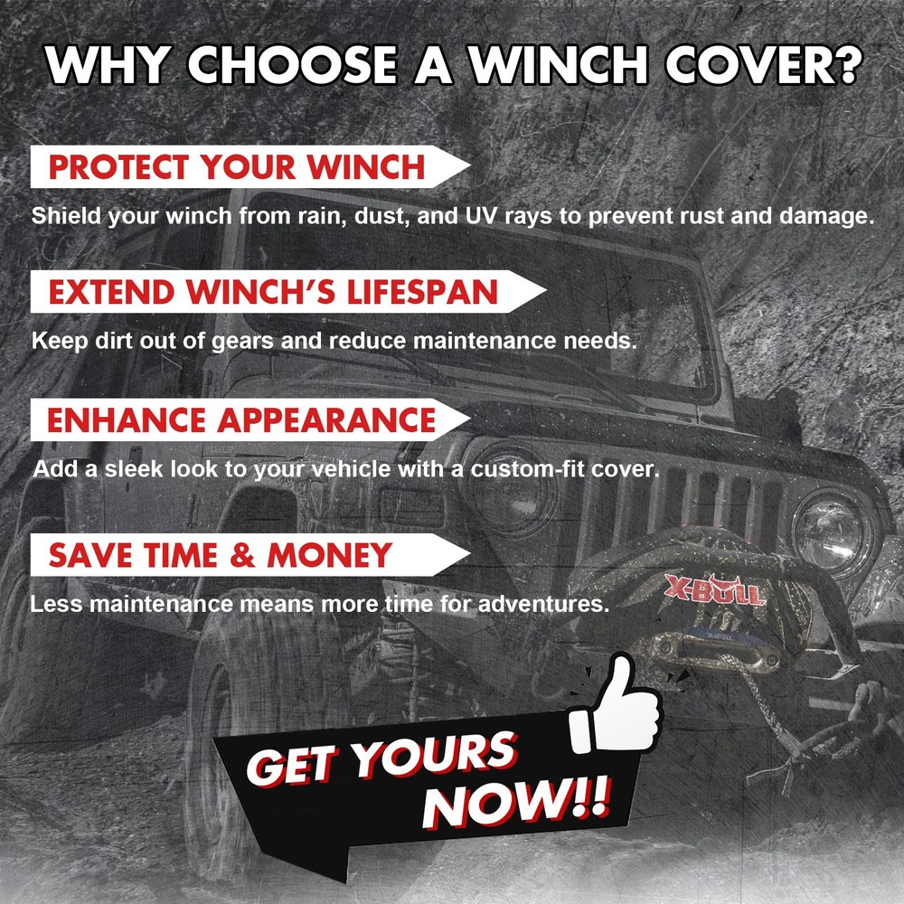 X-BULL Winch Cover Waterproof Soft Dust Neoprene Fits 9500-14500lb Universal 4WD