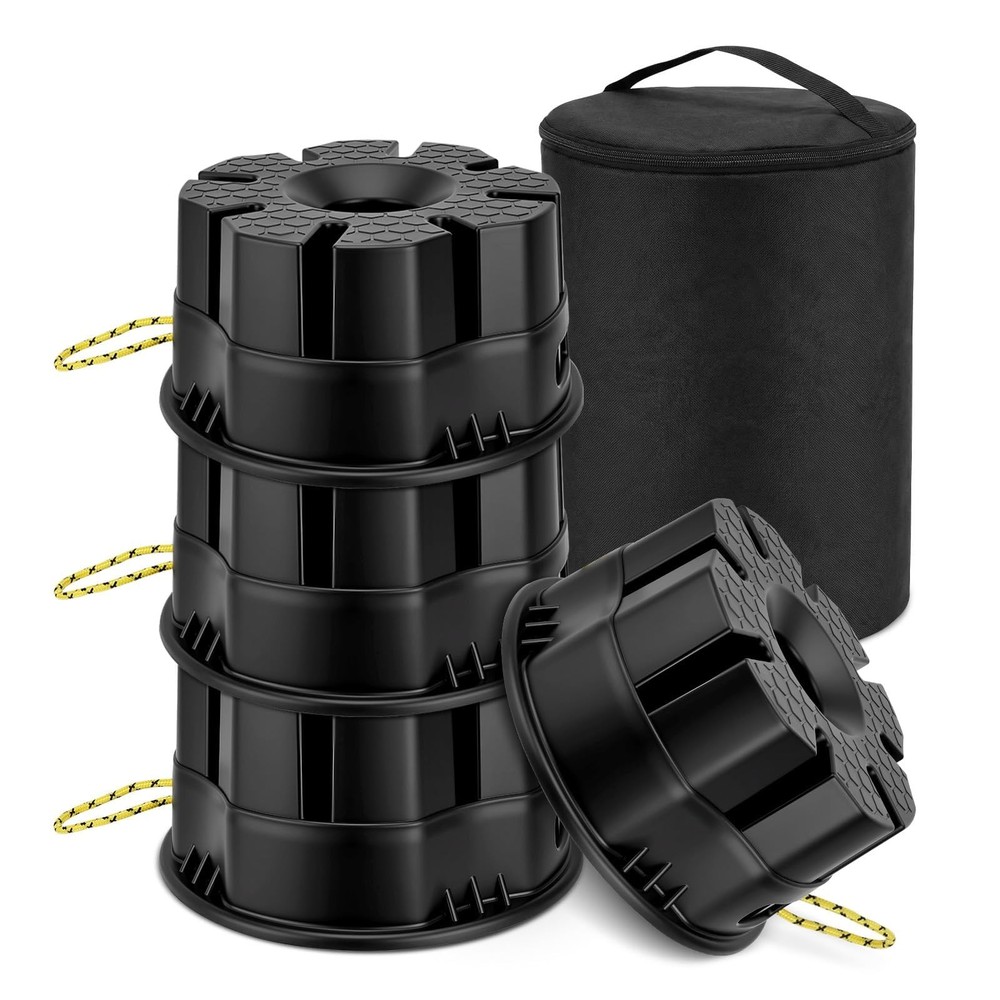 4PCS 10,000lb Jack Blocks With Storage Bag 6"H For Trailer Camper RV Stabilizer