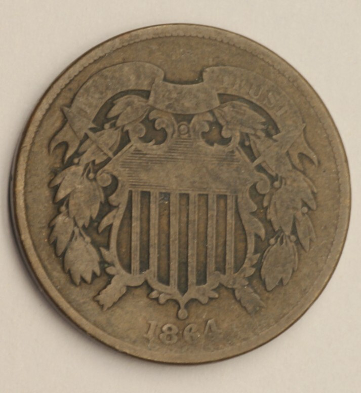 1864 Two Cent Piece - Large Motto - Better Grade VF - Nice Coin!