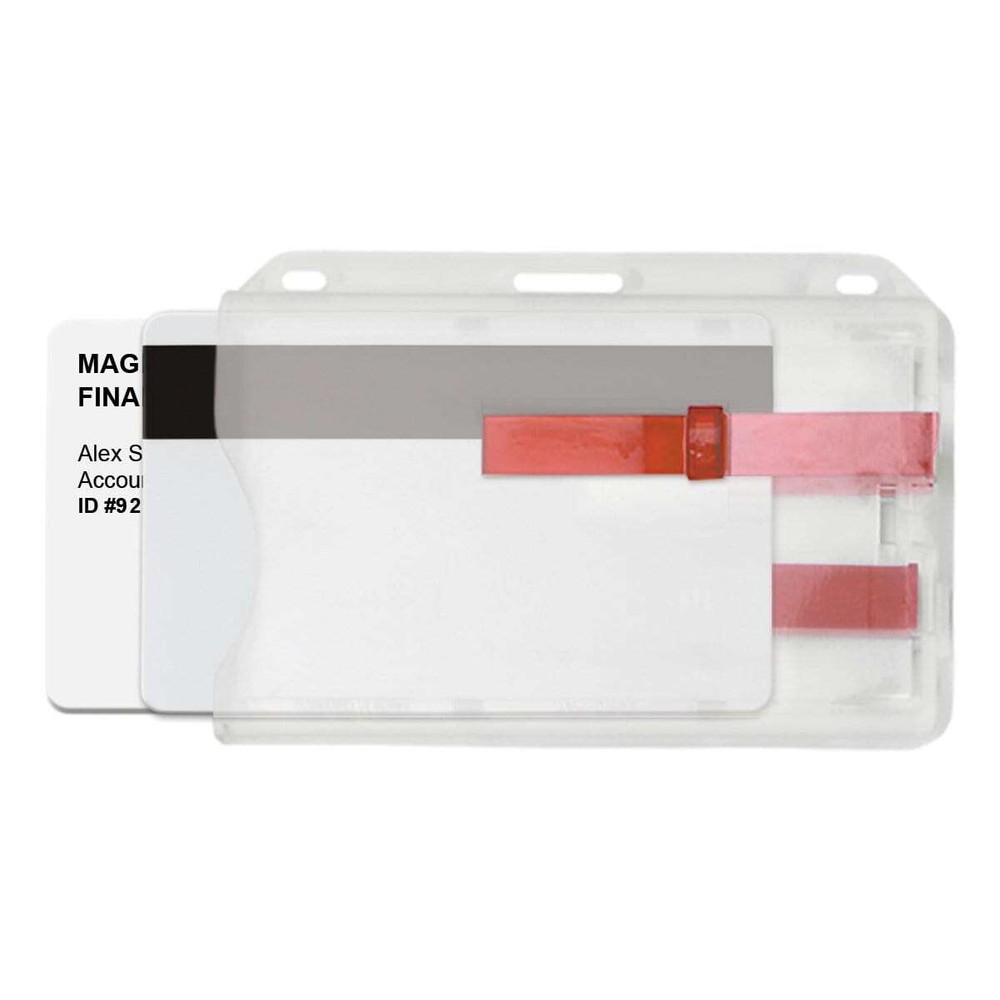 Two Card Badge Holder - Horizontal Case with Double Red Extractor Slide Tabs