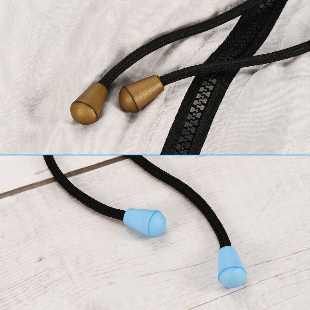 30 Pack Bell End Stopper Cord Rope Lock for Drawstring Bag Black