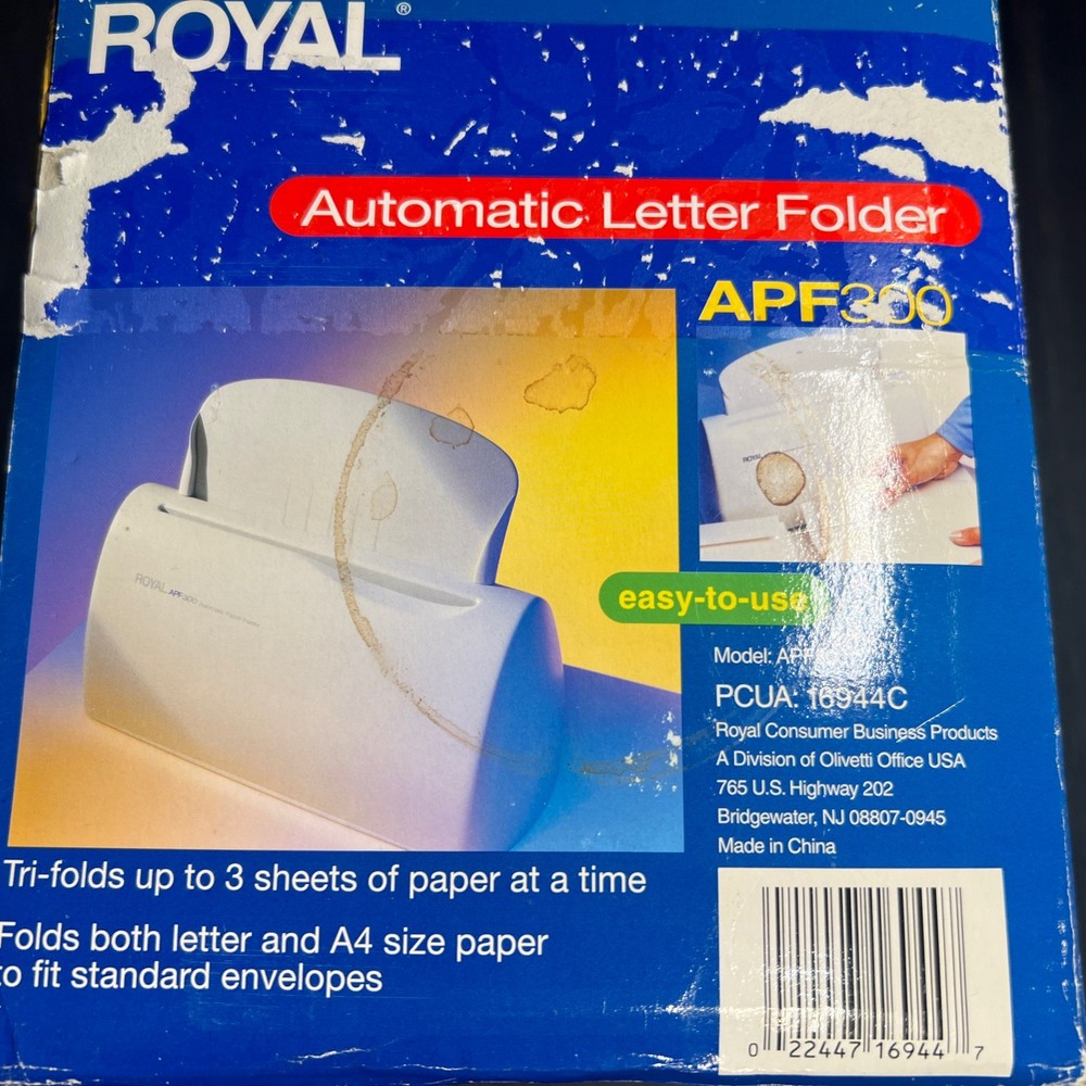 Royal APF300 Automatic 3-Sheet Letter Folder 1500 Sheets Per Hour Tested Clean