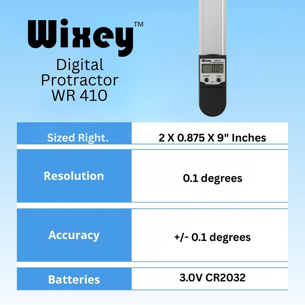 Wixey 8 Digital Protractor Angle Finder Precision Measurement Tool with Magnets